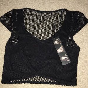 SOLD: Black mesh crop top